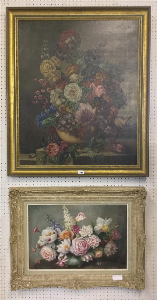 19th century still life of flowers oil, still life by Alix Jennings